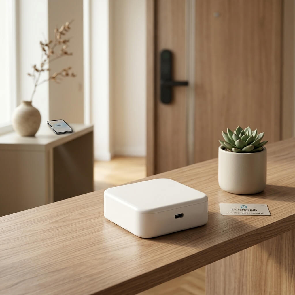 Passerelle TTlock depose sur une table qui ouvre les objets connecté