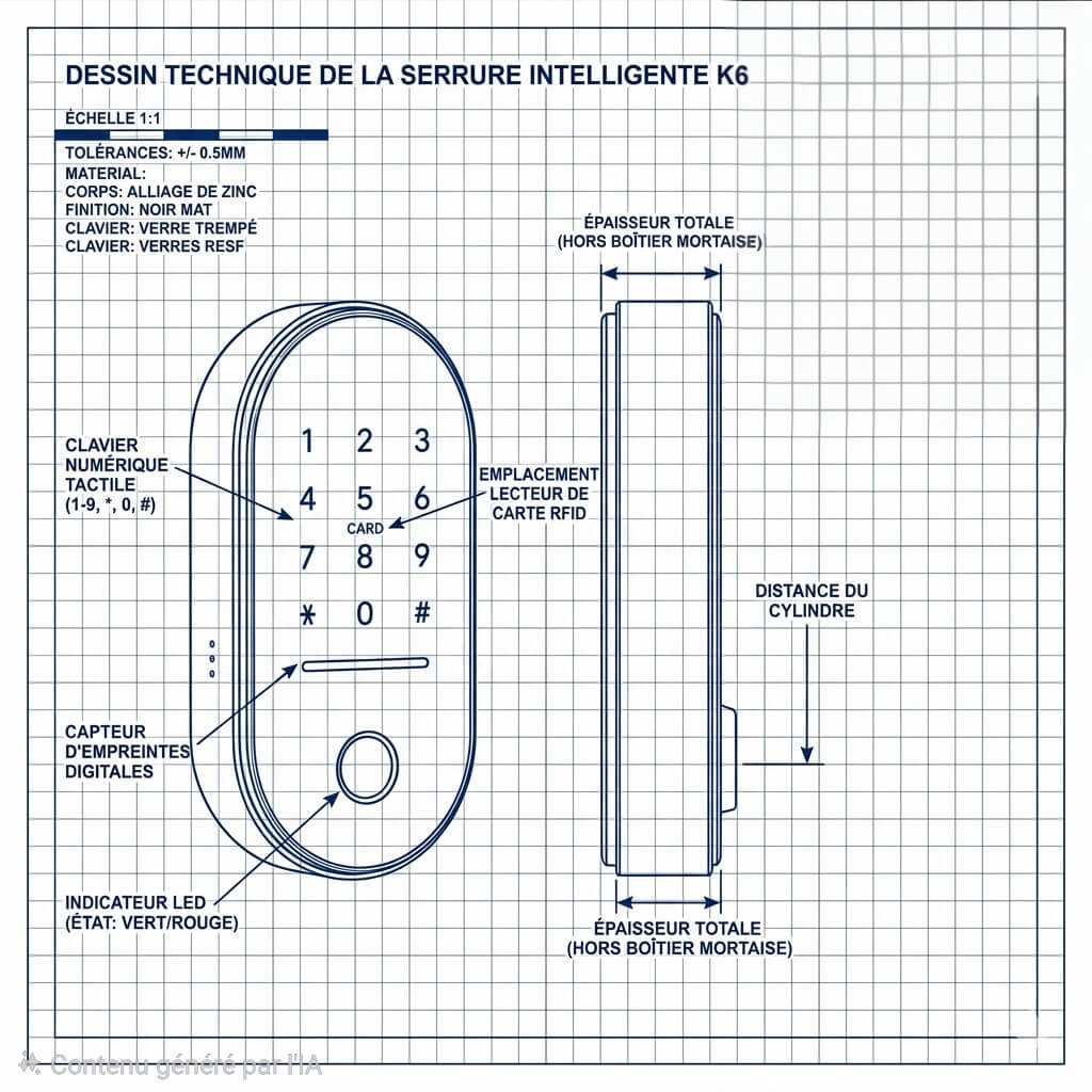 Schéma K6 Keypad pour serrure connectée T31