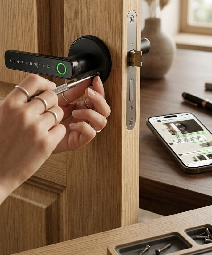 Installation autonome d'une serrure connectée