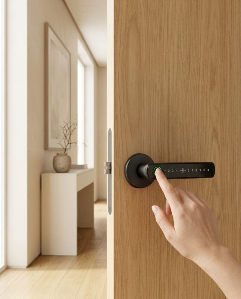 Déverrouillage avec l'empreinte digitale de l'index d'une personne un smart lock Diversihub