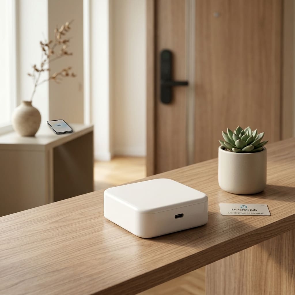 Passerelle TTlock depose sur une table qui ouvre les objets connecté
