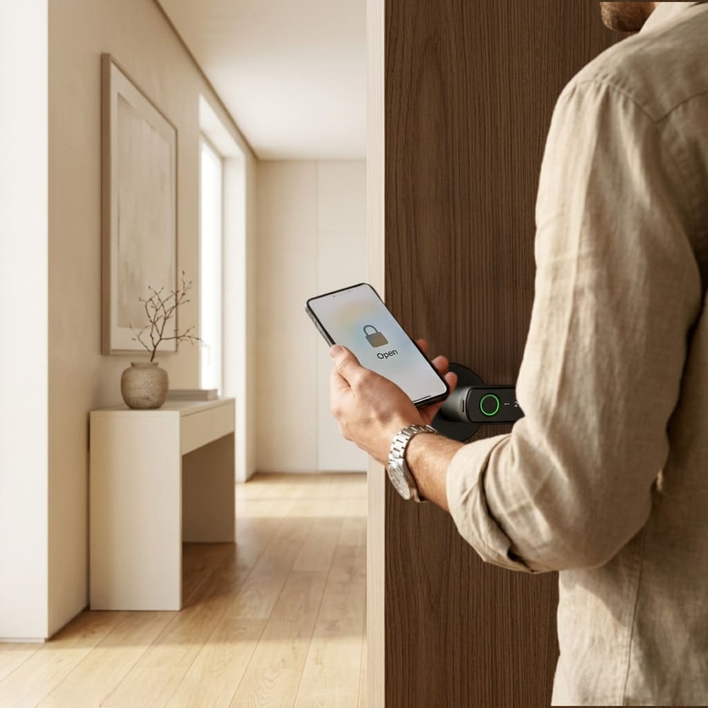 Ouverture poignet connectee avec un smartphone