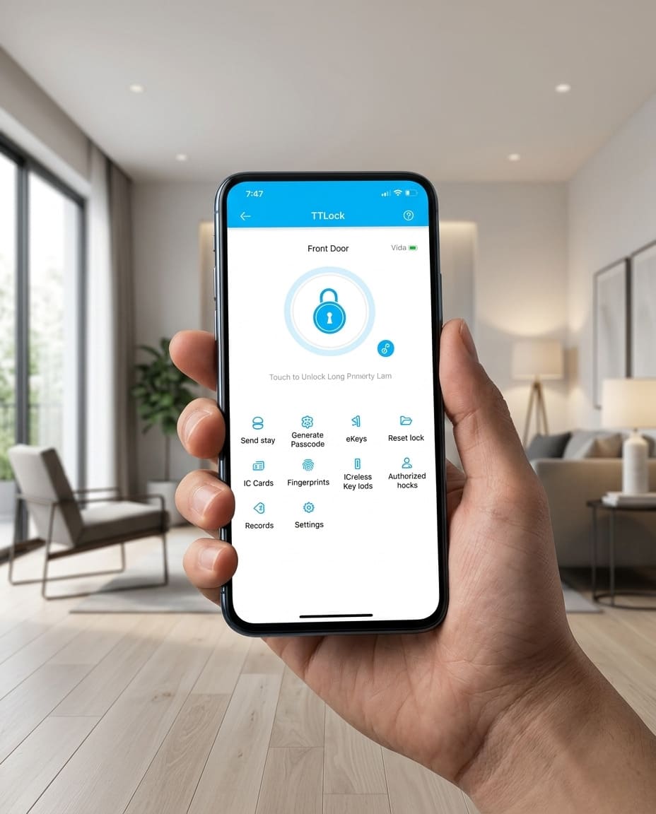 Application TTLock utilisée pour contrôler une serrure connectée DiversiHub