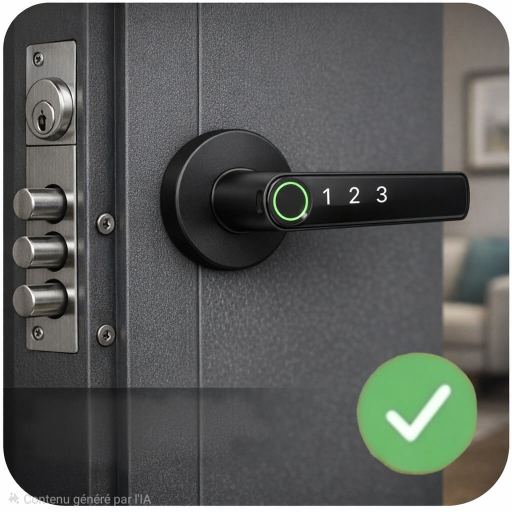 poignée connectée compatible avec porte blindée si elle se trouve a l'intérieur