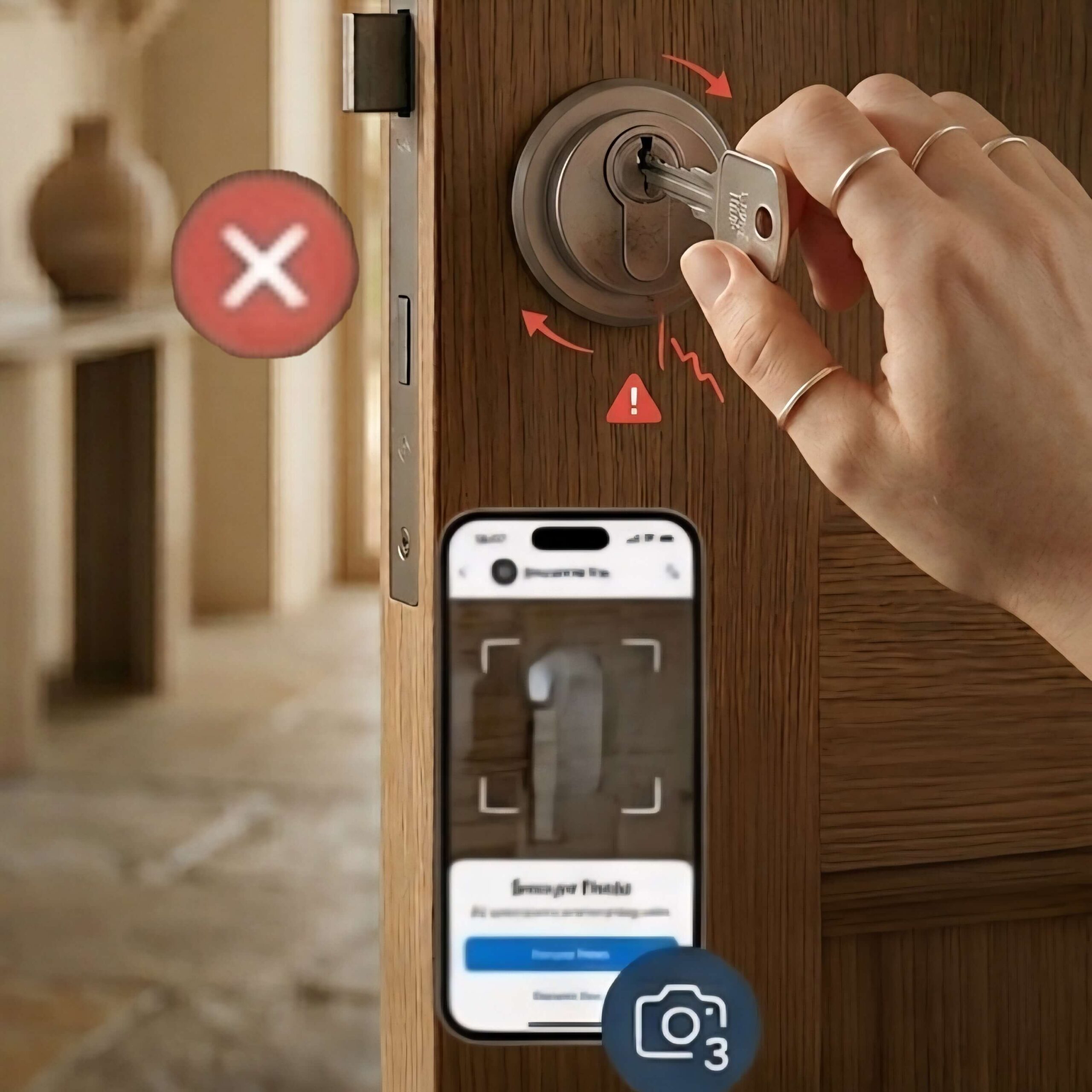 Clé qui force pour ouvrir pas compatible pour serrure connectée rétrofit