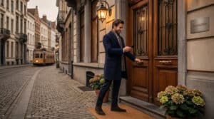Serrure connectée sans abonnement sur une porte d’entrée