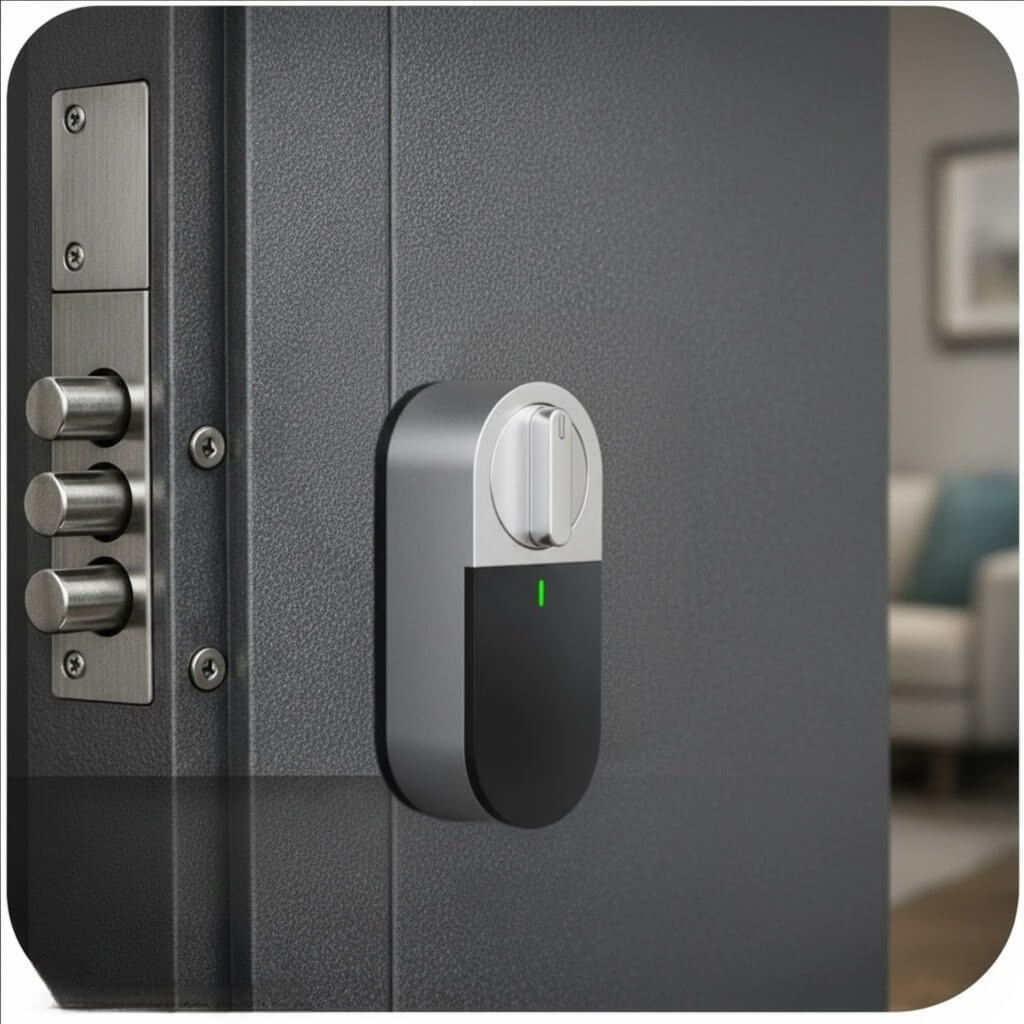 Une serrure connectée sur une porte multi points