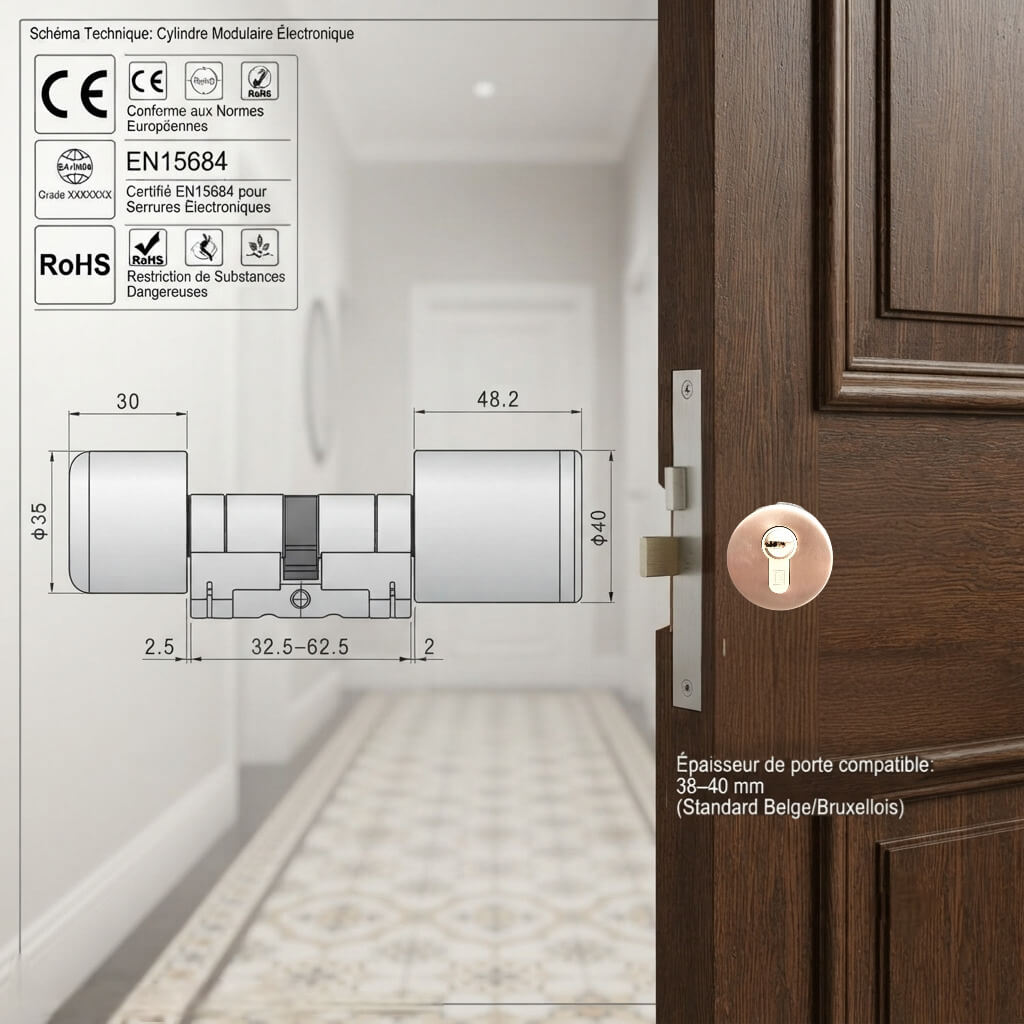 Schéma technique + exemple de porte compatible.
